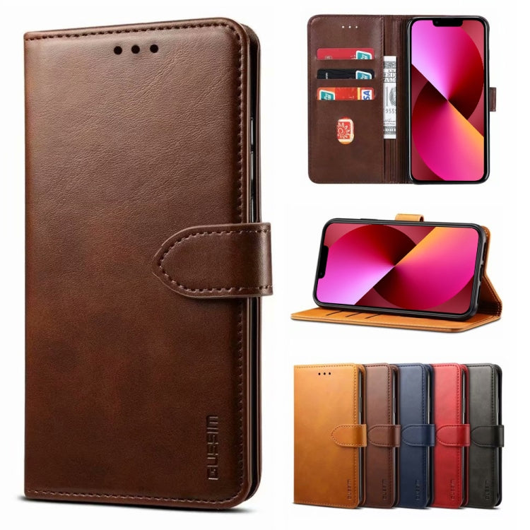 For iPhone 13 GUSSIM Business Style Horizontal Flip Leather Case with Holder & Card Slots & Wallet