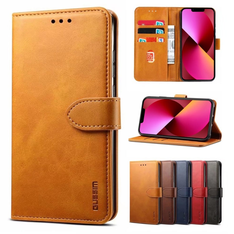 For iPhone 13 GUSSIM Business Style Horizontal Flip Leather Case with Holder & Card Slots & Wallet