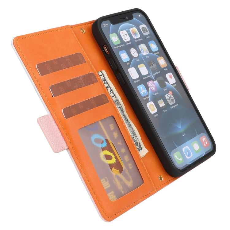 For iPhone 13 mini Litchi Texture Color Matching Horizontal Flip Leather Case with Card Slots & Holder & Wallet & Photo Frame