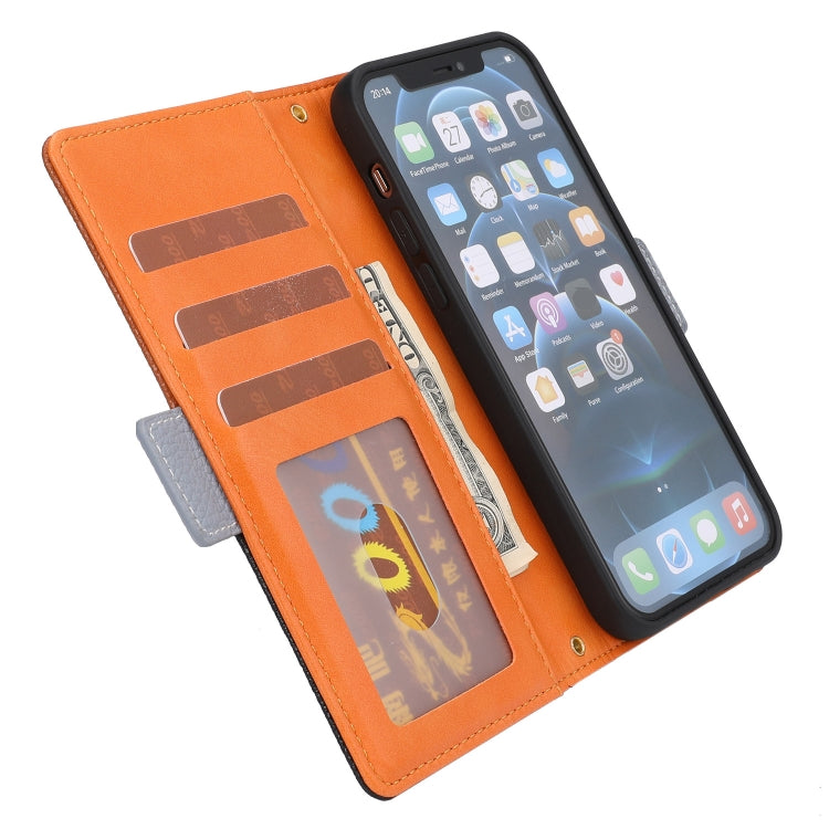 For iPhone 13 mini Litchi Texture Color Matching Horizontal Flip Leather Case with Card Slots & Holder & Wallet & Photo Frame