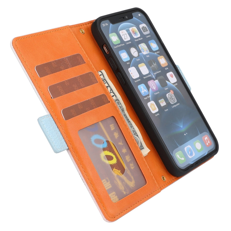 For iPhone 13 mini Litchi Texture Color Matching Horizontal Flip Leather Case with Card Slots & Holder & Wallet & Photo Frame
