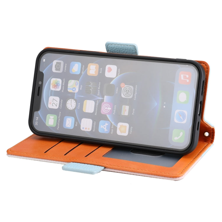 For iPhone 13 mini Litchi Texture Color Matching Horizontal Flip Leather Case with Card Slots & Holder & Wallet & Photo Frame