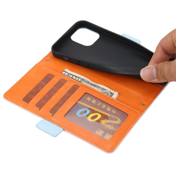 For iPhone 13 mini Litchi Texture Color Matching Horizontal Flip Leather Case with Card Slots & Holder & Wallet & Photo Frame
