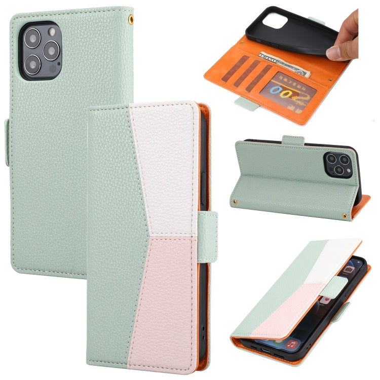 For iPhone 13 mini Litchi Texture Color Matching Horizontal Flip Leather Case with Card Slots & Holder & Wallet & Photo Frame