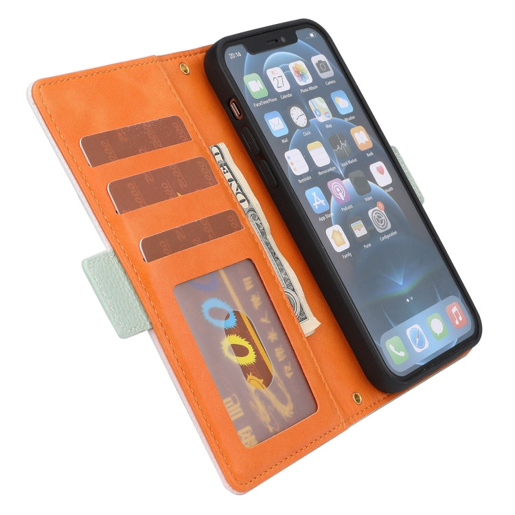 For iPhone 13 mini Litchi Texture Color Matching Horizontal Flip Leather Case with Card Slots & Holder & Wallet & Photo Frame