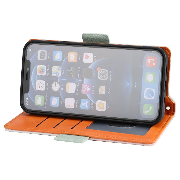 For iPhone 13 mini Litchi Texture Color Matching Horizontal Flip Leather Case with Card Slots & Holder & Wallet & Photo Frame