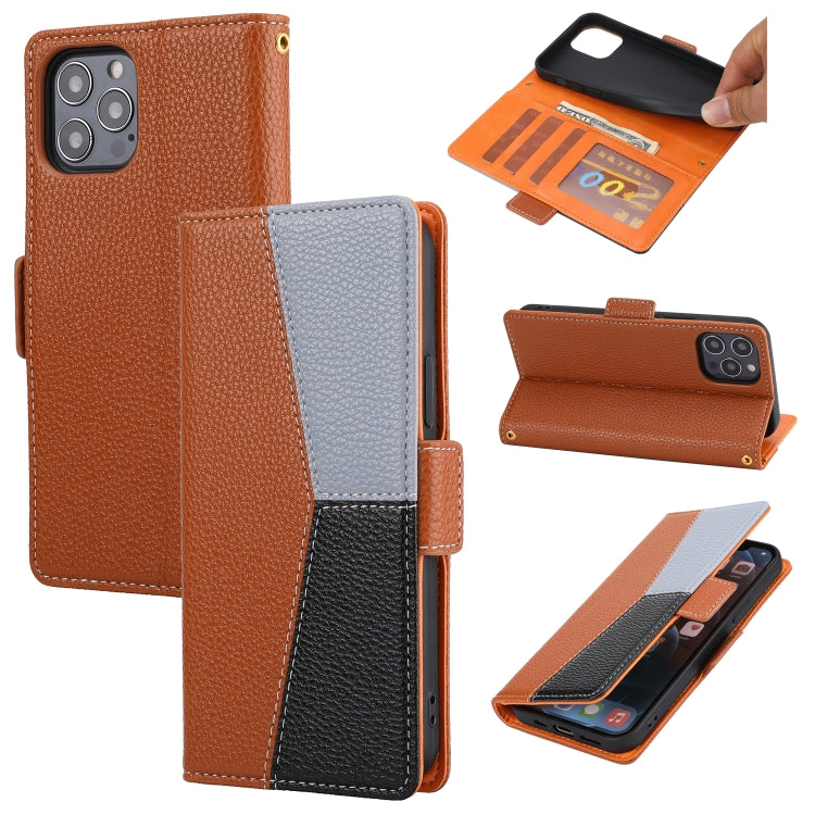 For iPhone 13 mini Litchi Texture Color Matching Horizontal Flip Leather Case with Card Slots & Holder & Wallet & Photo Frame