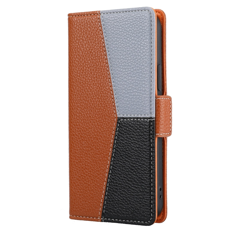 For iPhone 13 mini Litchi Texture Color Matching Horizontal Flip Leather Case with Card Slots & Holder & Wallet & Photo Frame
