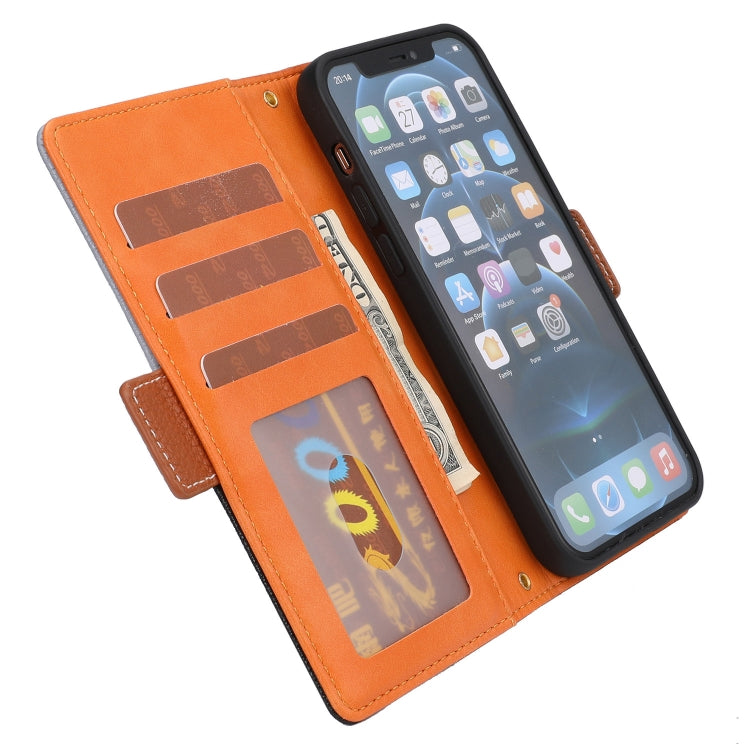 For iPhone 13 mini Litchi Texture Color Matching Horizontal Flip Leather Case with Card Slots & Holder & Wallet & Photo Frame