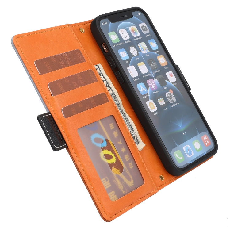 For iPhone 13 Pro Litchi Texture Color Matching Horizontal Flip Leather Case with Card Slots & Holder & Wallet & Photo Frame