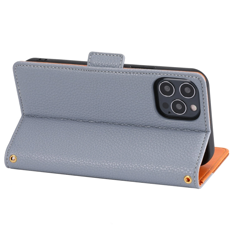 For iPhone 13 Pro Litchi Texture Color Matching Horizontal Flip Leather Case with Card Slots & Holder & Wallet & Photo Frame