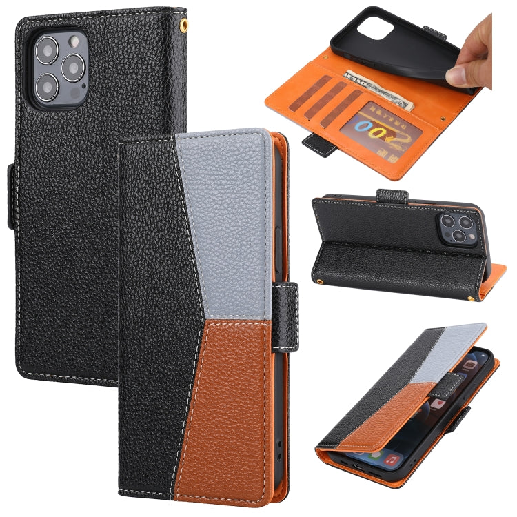 For iPhone 13 Pro Max Litchi Texture Color Matching Horizontal Flip Leather Case with Card Slots & Holder & Wallet & Photo Frame