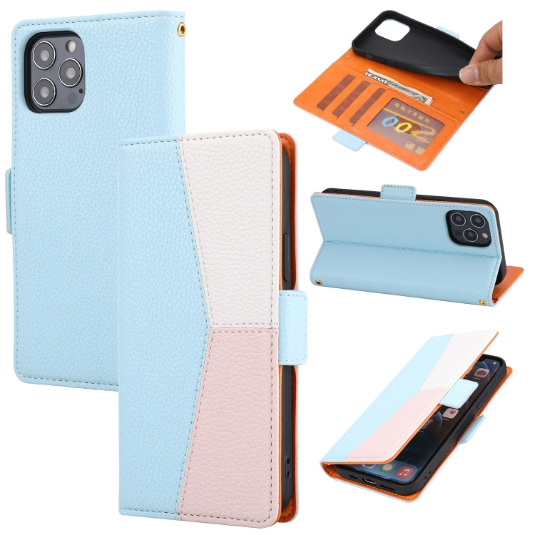 For iPhone 13 Pro Max Litchi Texture Color Matching Horizontal Flip Leather Case with Card Slots & Holder & Wallet & Photo Frame