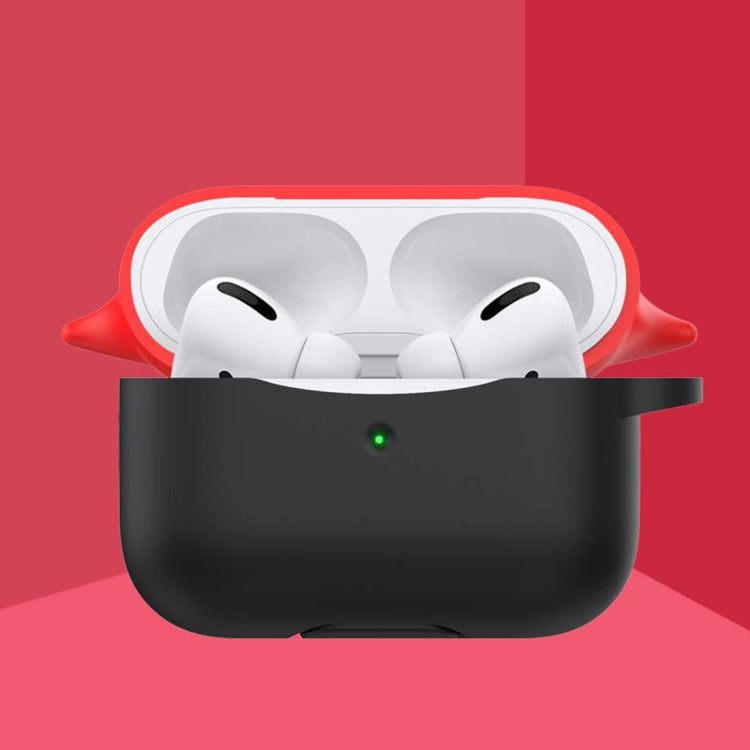 For AirPods Pro Devil Shape Silicone Earphone Protective Case, Support Wireless Charging
