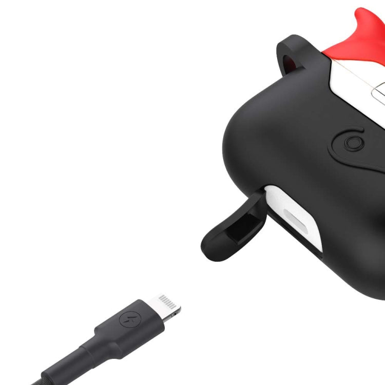 For AirPods Pro Devil Shape Silicone Earphone Protective Case, Support Wireless Charging