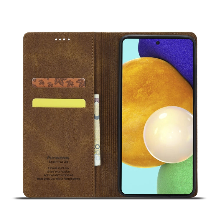 For Samsung Galaxy A52 5G Forwenw F2 Series Magnetic Horizontal Flip Leather Case with Holder & Card Slots & Wallet
