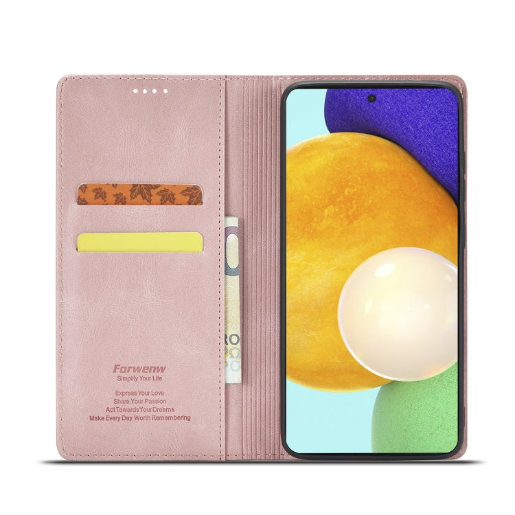 For Samsung Galaxy A52 5G Forwenw F2 Series Magnetic Horizontal Flip Leather Case with Holder & Card Slots & Wallet