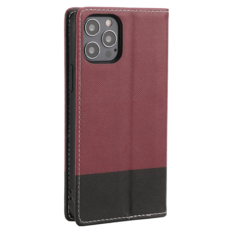 For iPhone 13 mini Cross Texture Color Matching Strong Magnetic Horizontal Flip Leather Case with Card Slots & Holder & Wallet