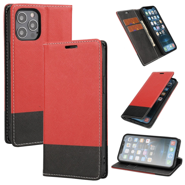 For iPhone 13 Cross Texture Color Matching Strong Magnetic Horizontal Flip Leather Case with Card Slots & Holder & Wallet