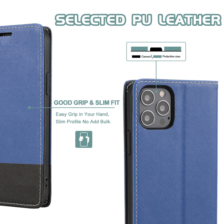 For iPhone 13 Cross Texture Color Matching Strong Magnetic Horizontal Flip Leather Case with Card Slots & Holder & Wallet