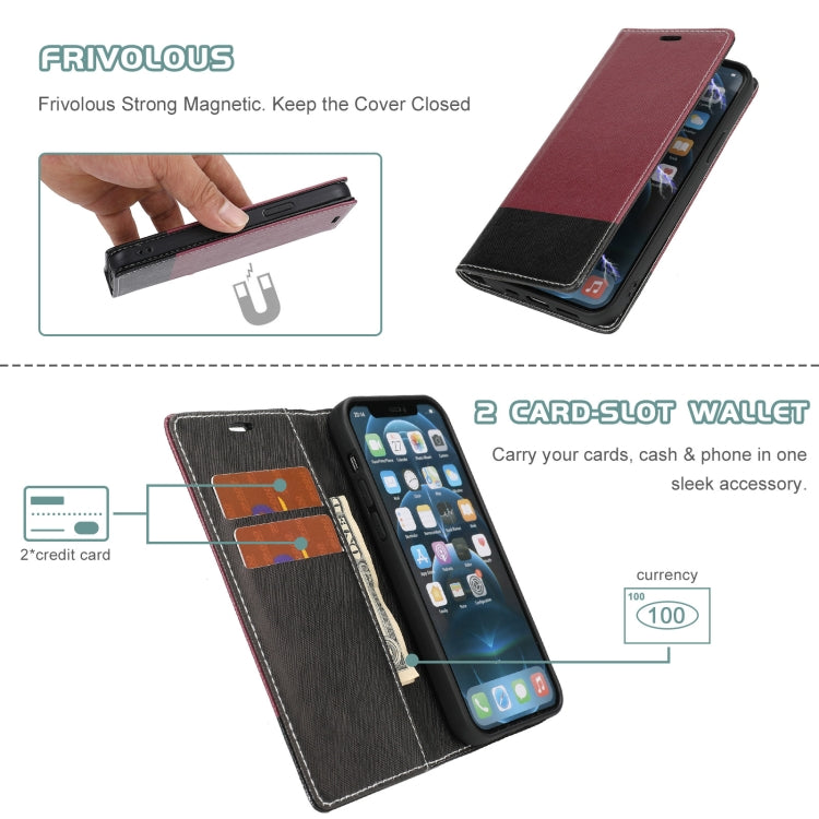 For iPhone 13 Cross Texture Color Matching Strong Magnetic Horizontal Flip Leather Case with Card Slots & Holder & Wallet