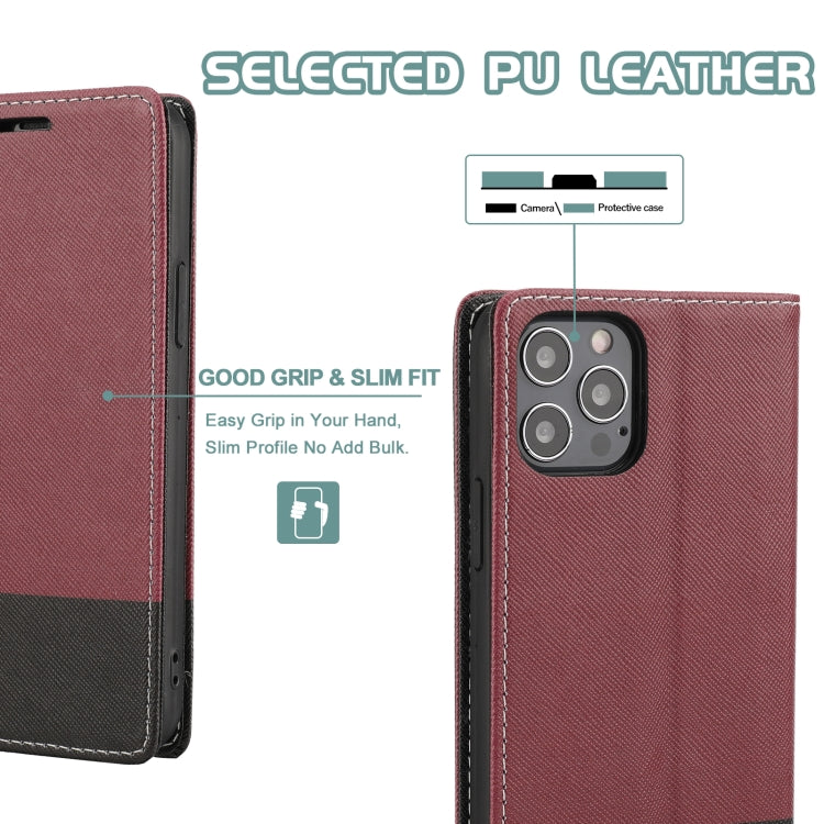 For iPhone 13 Cross Texture Color Matching Strong Magnetic Horizontal Flip Leather Case with Card Slots & Holder & Wallet