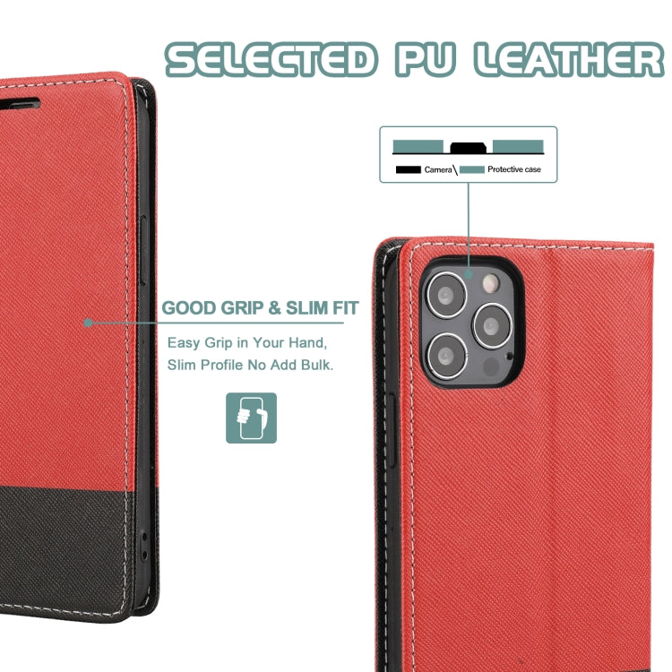 For iPhone 13 Pro Cross Texture Color Matching Strong Magnetic Horizontal Flip Leather Case with Card Slots & Holder & Wallet