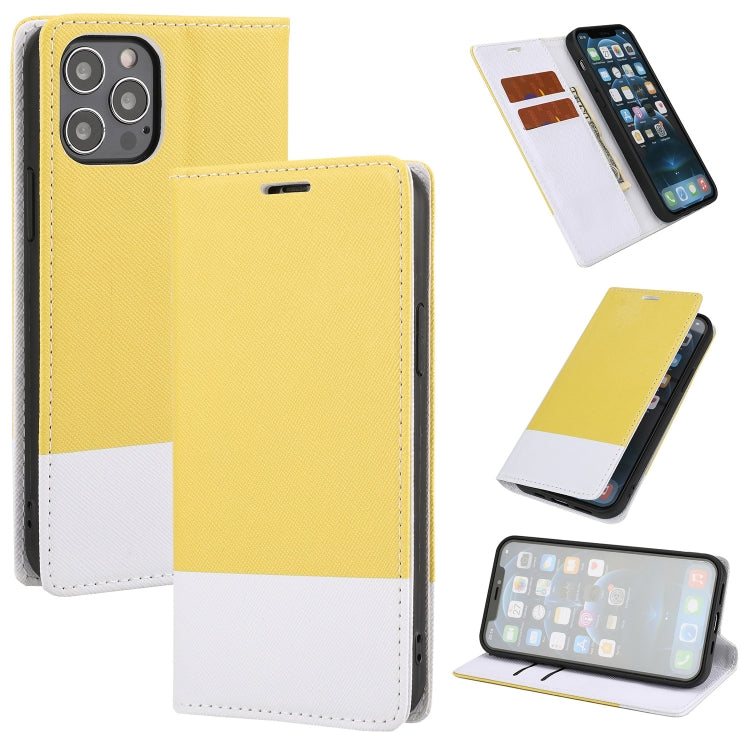 For iPhone 13 Pro Cross Texture Color Matching Strong Magnetic Horizontal Flip Leather Case with Card Slots & Holder & Wallet