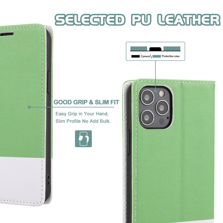 For iPhone 13 Pro Max Cross Texture Color Matching Strong Magnetic Horizontal Flip Leather Case with Card Slots & Holder & Wallet