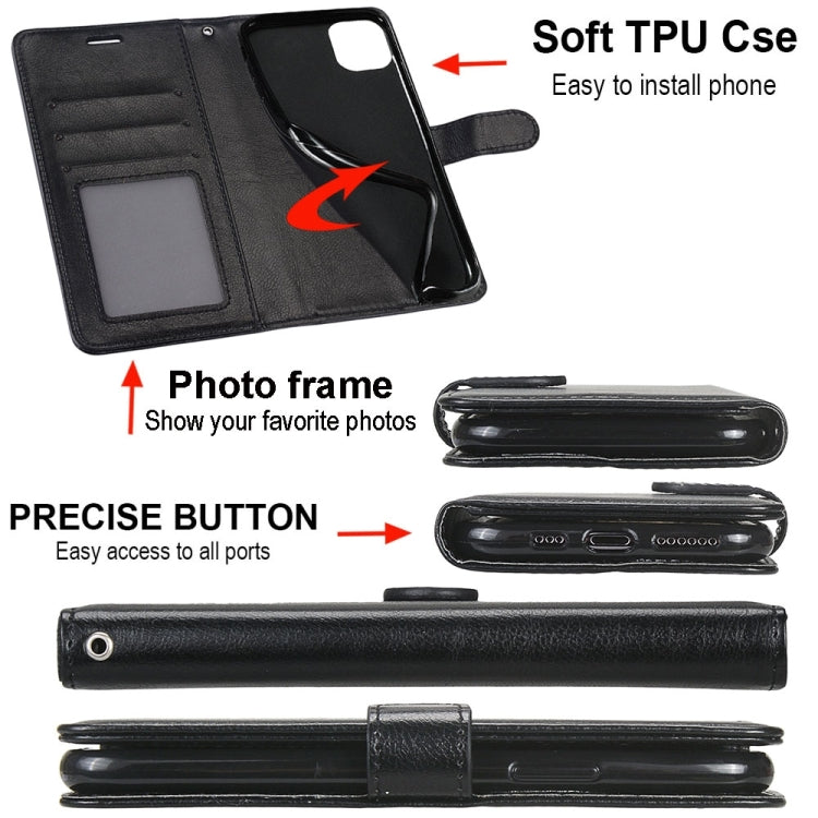 For iPhone 13 mini Pure Color Horizontal Flip PU Leather Case with Holder & Card Slots & Wallet & Photo Frame