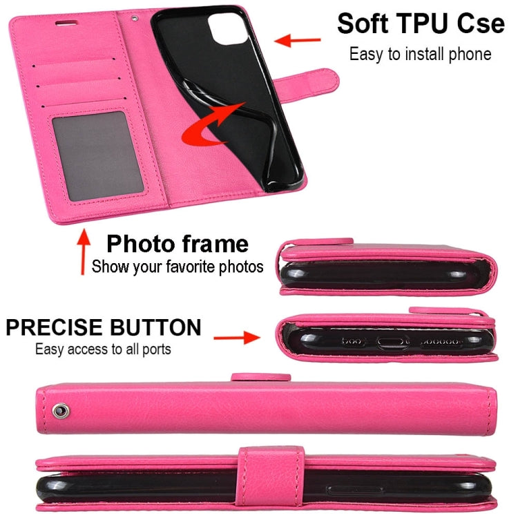 For iPhone 13 mini Pure Color Horizontal Flip PU Leather Case with Holder & Card Slots & Wallet & Photo Frame