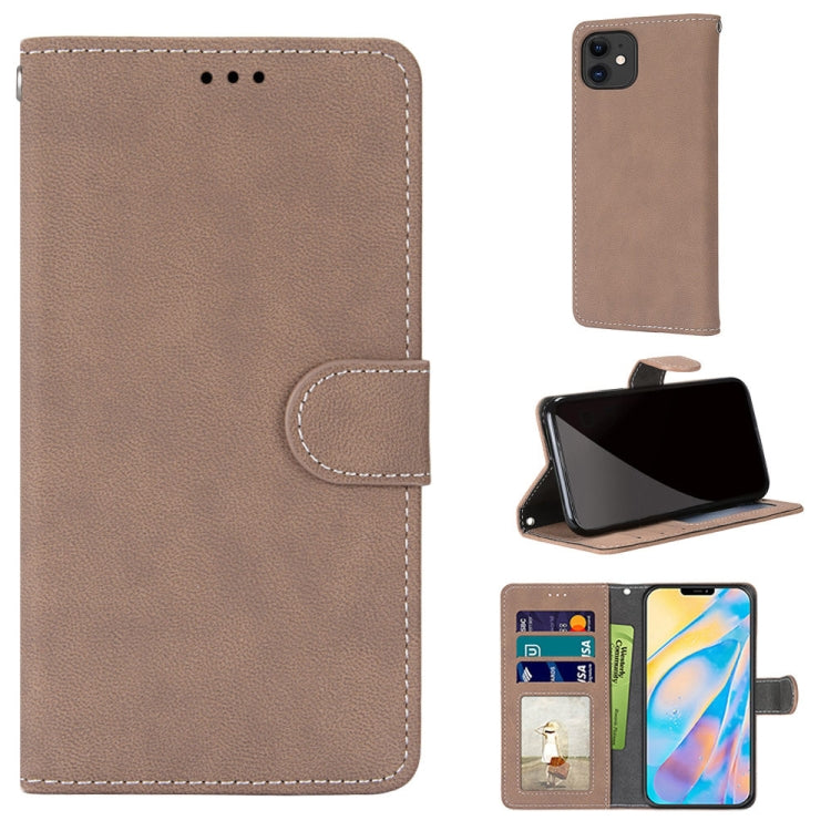 For iPhone 13 Retro Frosted Horizontal Flip PU Leather Case with Holder & Card Slots & Wallet & Photo Frame