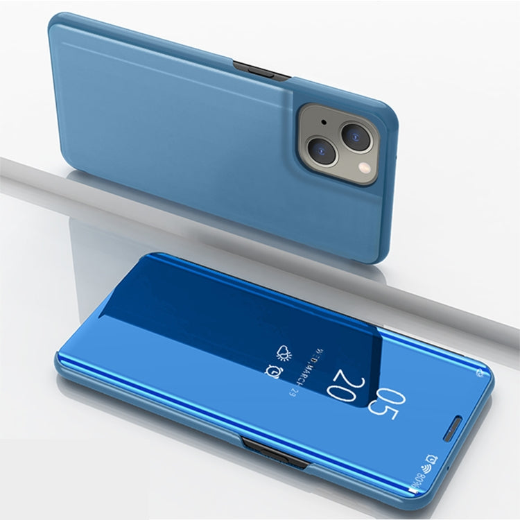 For iPhone 13 Plated Mirror Horizontal Flip Leather Case with Holder