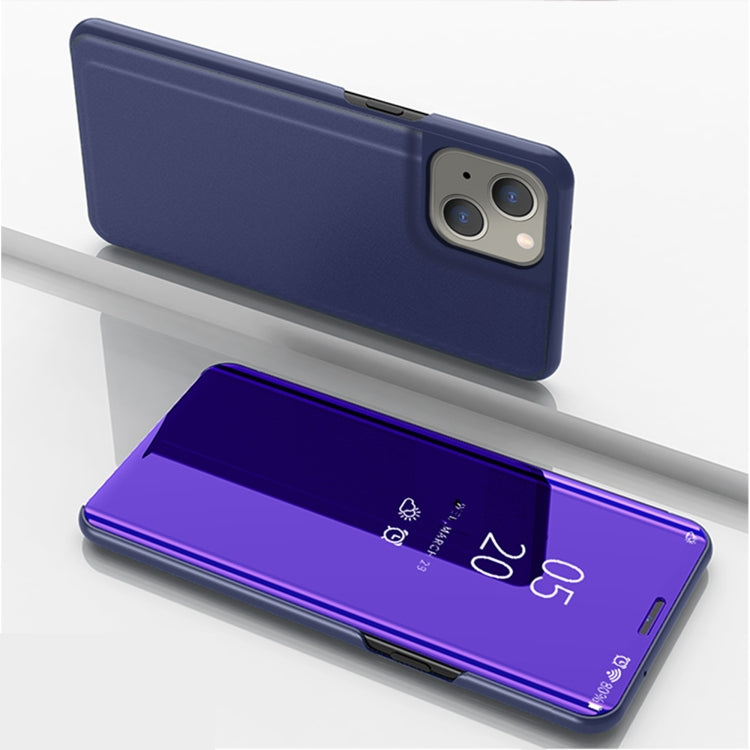 For iPhone 13 Plated Mirror Horizontal Flip Leather Case with Holder