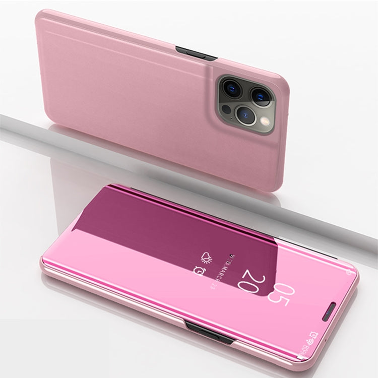 For iPhone 13 Pro Plated Mirror Horizontal Flip Leather Case with Holder