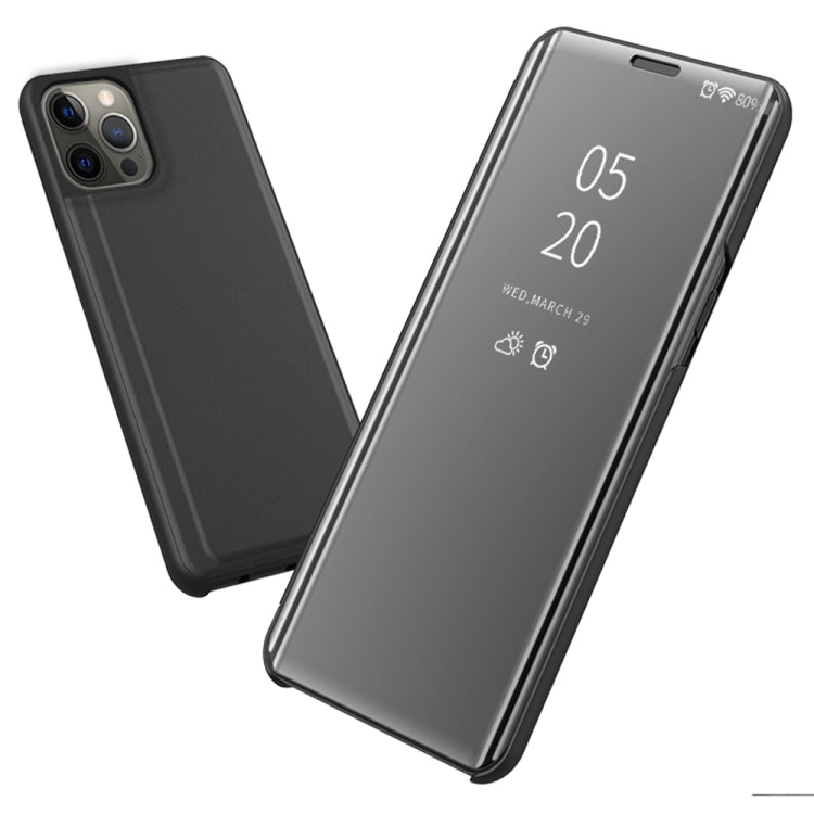For iPhone 13 Pro Plated Mirror Horizontal Flip Leather Case with Holder