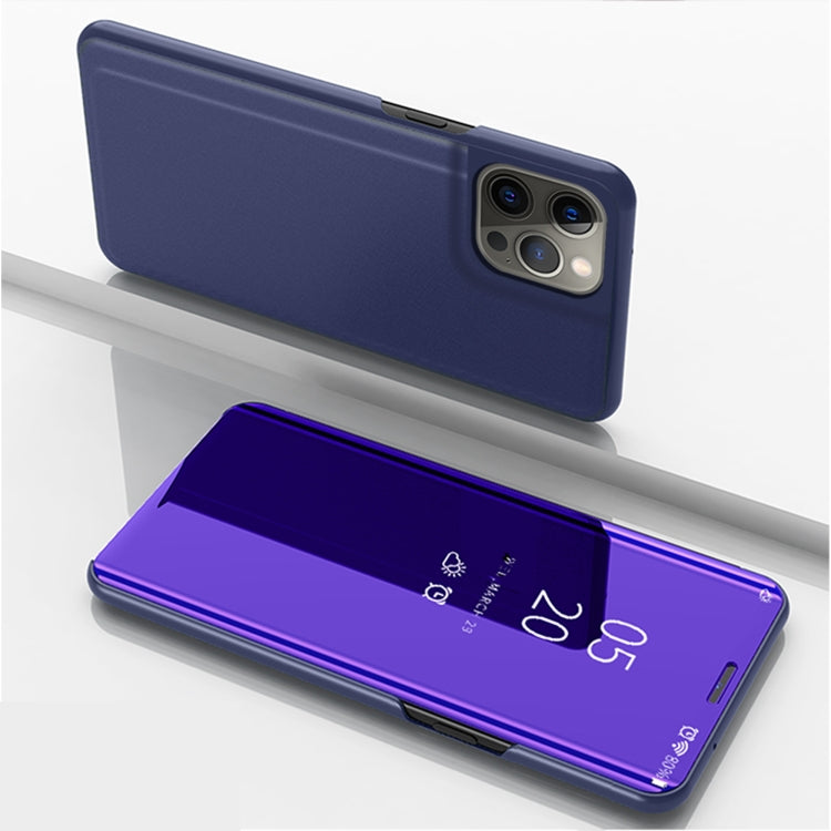 For iPhone 13 Pro Plated Mirror Horizontal Flip Leather Case with Holder