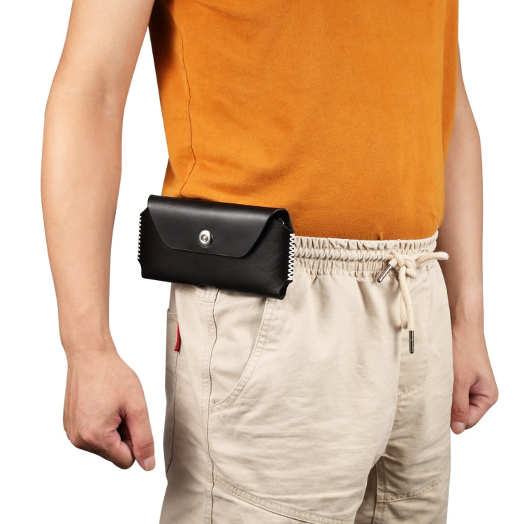 Fashion Leather Mobile Phone Leather Case Waist Bag For 5.5-6.5 inch Phones(Black)