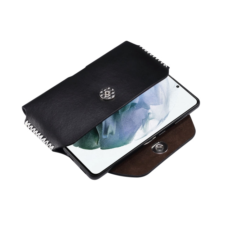 Fashion Leather Mobile Phone Leather Case Waist Bag For 5.8-6.1 inch Phones(Black)