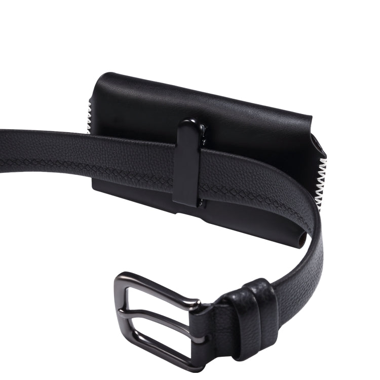 Fashion Leather Mobile Phone Leather Case Waist Bag For 6.7-6.9 inch Phones(Black)