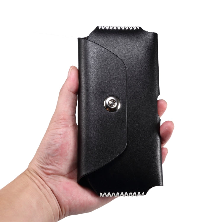 Fashion Leather Mobile Phone Leather Case Waist Bag For 7.2 inch and Below Phones(Black)