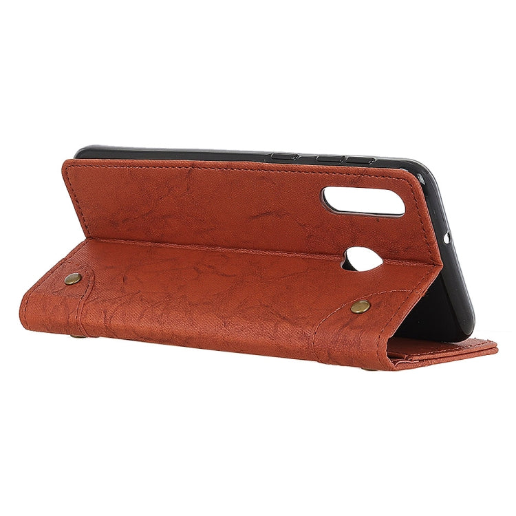 For Motorola G8 Plus Copper Buckle Retro Crazy Horse Texture Horizontal Flip Leather Case with Holder & Card Slots & Wallet