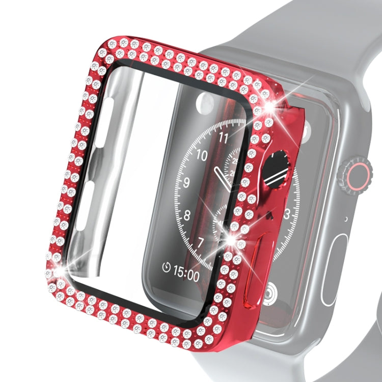 Electroplating PC Double Rows Diamond Protective Case with Tempered Glass Film For Apple Watch Series 3 & 2 & 1 38mm