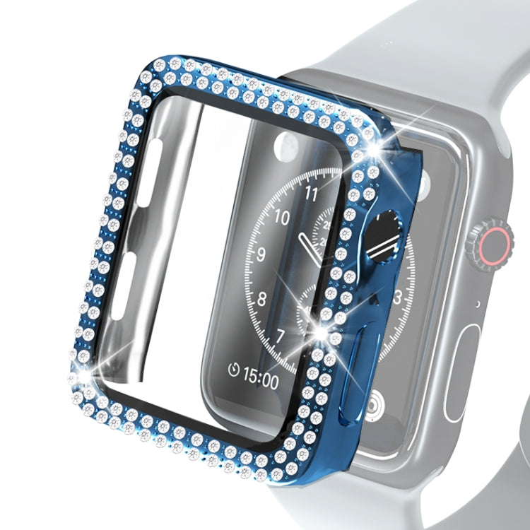Electroplating PC Double Rows Diamond Protective Case with Tempered Glass Film For Apple Watch Series 3 & 2 & 1 38mm