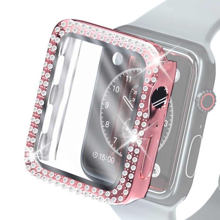 Electroplating PC Double Rows Diamond Protective Case with Tempered Glass Film For Apple Watch Series 3 & 2 & 1 42mm