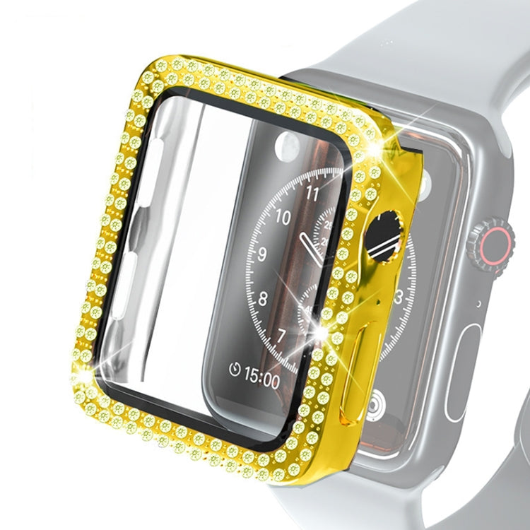 Electroplating PC Double Rows Diamond Protective Case with Tempered Glass Film For Apple Watch Series 3 & 2 & 1 42mm