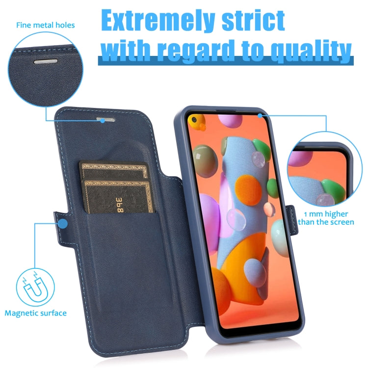 Push Window Double Buckle PU + Silicone Horizontal Flip Leather Case with Holder & Card Slot For Samsung Galaxy A11