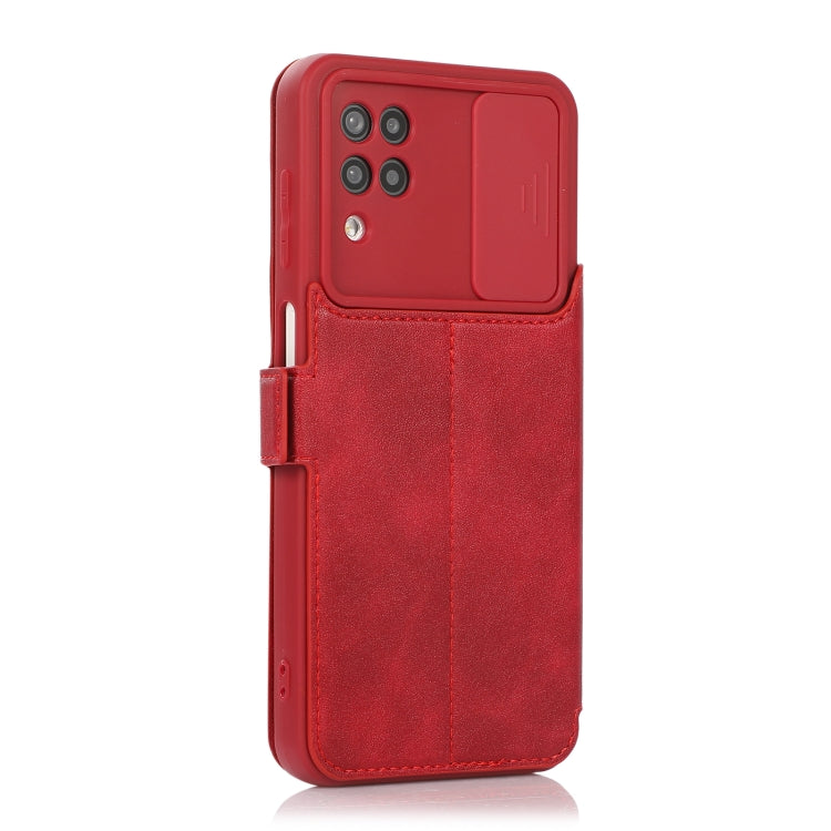 Push Window Double Buckle PU + Silicone Horizontal Flip Leather Case with Holder & Card Slot For Samsung Galaxy A12