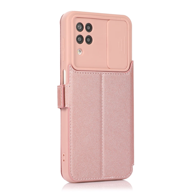 Push Window Double Buckle PU + Silicone Horizontal Flip Leather Case with Holder & Card Slot For Samsung Galaxy A12