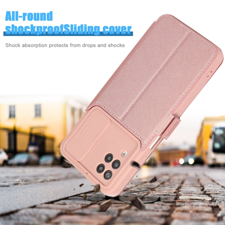 Push Window Double Buckle PU + Silicone Horizontal Flip Leather Case with Holder & Card Slot For Samsung Galaxy A12